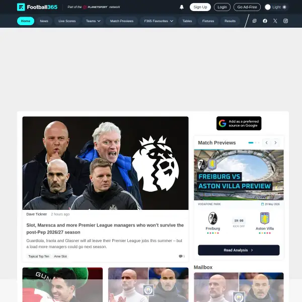 Football365 - Football news, transfers, tables, stats, fixtures and results