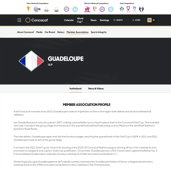 Guadeloupe on CONCACAF