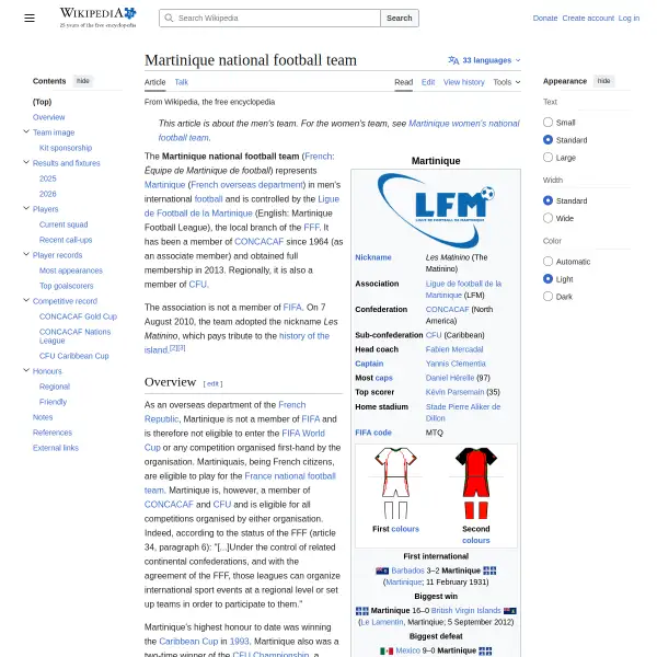 Martinique National Team Wikipedia